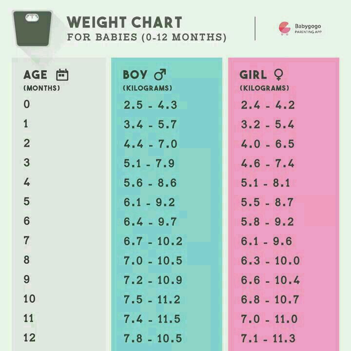 average baby weight chart