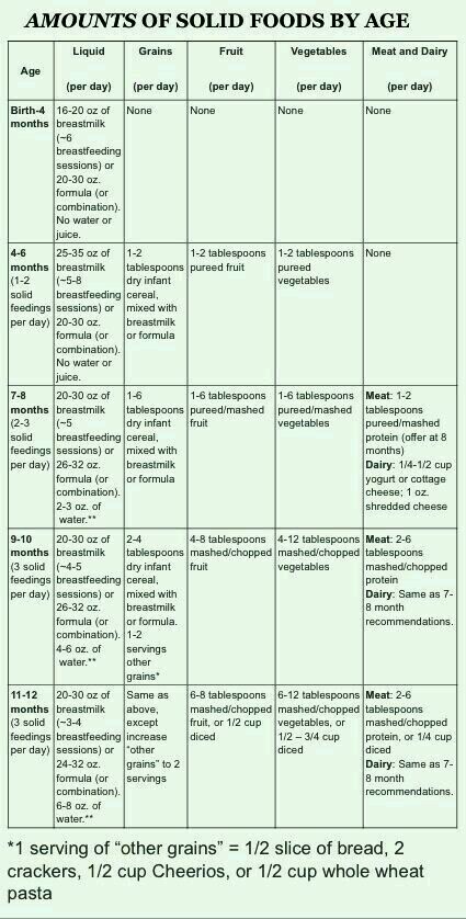 3 Months Baby Food Chart